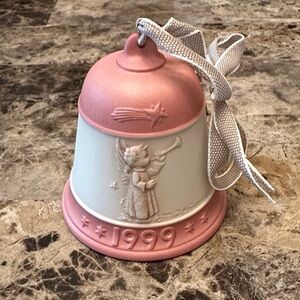 Goebel Hummel 1999 Pink and White Angel Bell Ornament